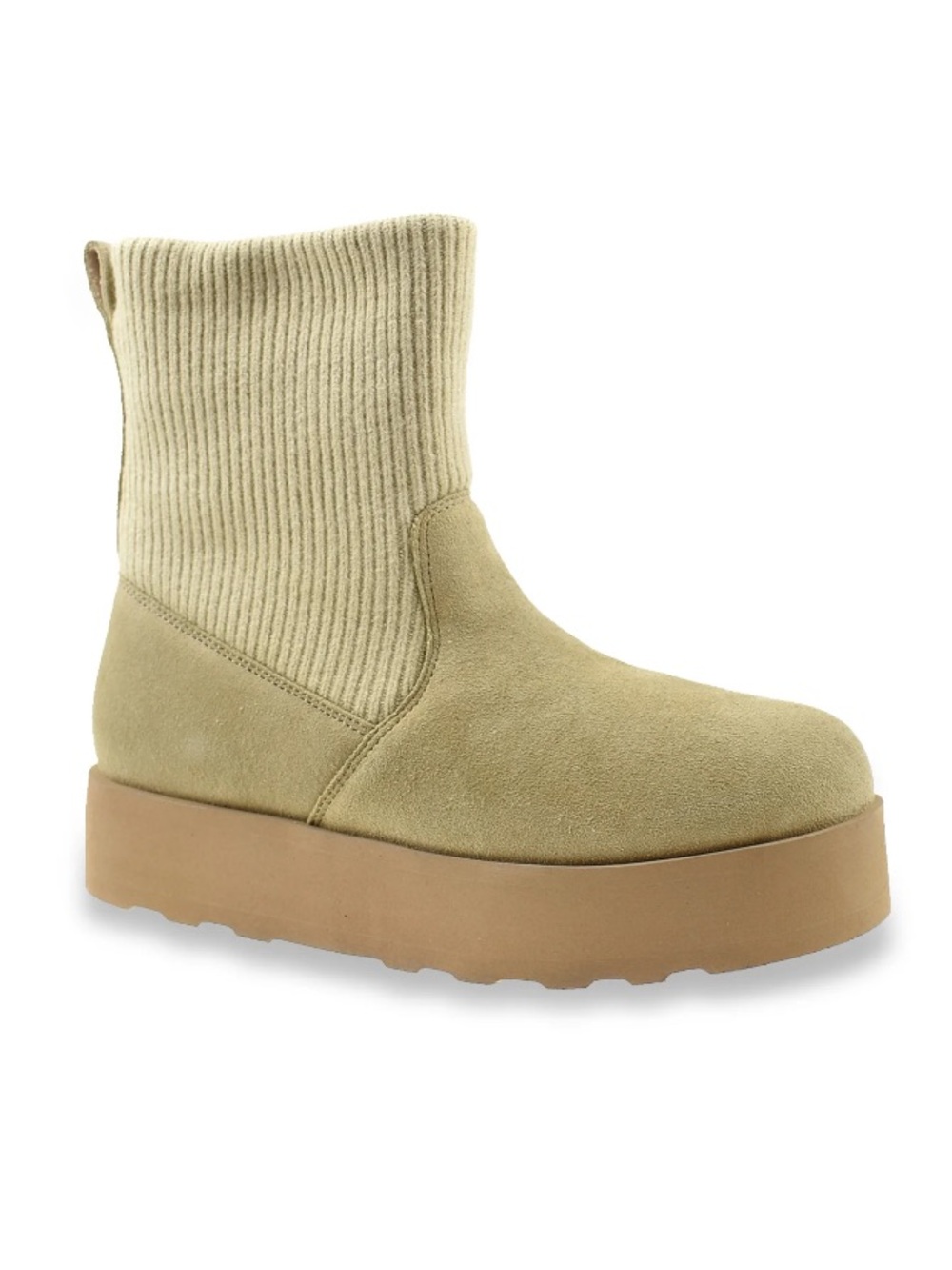 Time and Tru Women’s Beige Platform Sock Chelsea Boot Booties Size 7